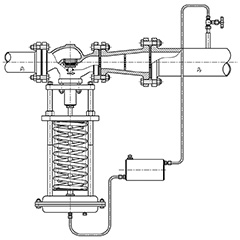 Регулятор давления после себя для водяного пара с перфорированным затвором и тремя дроссельными пластинами на выходе