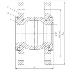 КОМПЕНСАТОР РЕЗИНОВЫЙ (ГИБКАЯ ВСТАВКА) ФЛАНЦЕВЫЙ ТИП 700 Чертеж