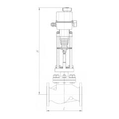 КЛАПАН ЗАПОРНО-РЕГУЛИРУЮЩИЙ ТИП КПСРН СЕРИЯ 400 С ЭЛЕКТРОПРИВОДОМ REGADA Стандартное исполнение клапана (до 220°С)
