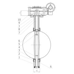 ЗАСЛОНКА ПОВОРОТНАЯ С РЕДУКТОРОМ ТИП RSV082N DN 400-800