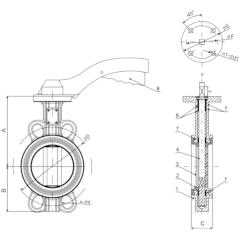 ЗАСЛОНКА ПОВОРОТНАЯ ТИП RSV081N RED Чертеж DN 40 - 300