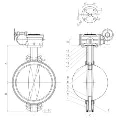 ЗАСЛОНКА ПОВОРОТНАЯ ТИП RSV083N RED Чертеж DN 400 - 800