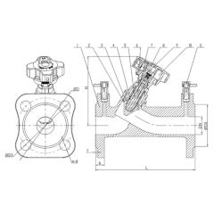 КЛАПАН БАЛАНСИРОВОЧНЫЙ РЕГУЛИРУЮШИЙ ФЛАНЦЕВЫЙ С НЕВЫДВИЖНЫМ ШТОКОМ ТИП RSV055N Чертеж