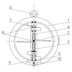 КЛАПАН ОБРАТНЫЙ МЕЖФЛАНЦЕВЫЙ СТВОРЧАТЫЙ ТИП RSV030N RED-Т Чертеж