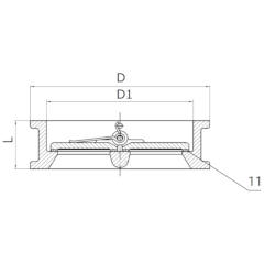 КЛАПАН ОБРАТНЫЙ МЕЖФЛАНЦЕВЫЙ СТВОРЧАТЫЙ ТИП RSV032N-Т Чертеж