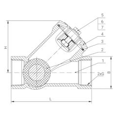 КЛАПАН ОБРАТНЫЙ ПОДЪЕМНЫЙ С ШАРОМ РЕЗЬБОВОЙ ТИП RSV036N Чертеж