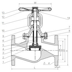 ВЕНТИЛЬ ЗАПОРНЫЙ С СИЛЬФОННЫМ УПЛОТНЕНИЕМ И НЕВЫДВИЖНЫМ ШТОКОМ ФЛАНЦЕВЫЙ ТИП RSV017N-T