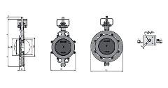 ЗАСЛОНКА ПОВОРОТНАЯ С ДВОЙНЫМ ЭКСЦЕНТРИСИТЕТОМ СЕРИЯ 2Е-5 Чертеж: DN 150-600