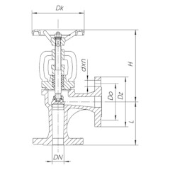 ВЕНТИЛЬ ФЛАНЦЕВЫЙ ТИП 215/216 Тип 216 Угловой вентиль