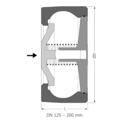 КЛАПАН ОБРАТНЫЙ ПРУЖИННЫЙ МЕЖФЛАНЦЕВЫЙ ТИП КН 230
