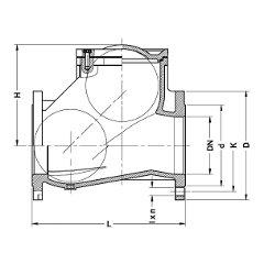 КЛАПАН ОБРАТНЫЙ ПОДЪЕМНЫЙ С ШАРОМ ДЛЯ ЗАГРЯЗНЕННЫХ ЖИДКОСТЕЙ ТИП 6516/6616, ТИП 6526/6626 фланцевый