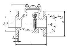 КЛАПАН ОБРАТНЫЙ ПОВОРОТНЫЙ ПОЛНОПРОХОДНОЙ С ОБРЕЗИНЕННЫМ ДИСКОМ ДЛЯ ЗАГРЯЗНЕННЫХ ЖИДКОСТЕЙ ТИП 302 тип 302.66 (стандарт)