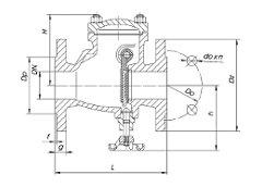 КЛАПАН ОБРАТНЫЙ ПОВОРОТНЫЙ ПОЛНОПРОХОДНОЙ С ОБРЕЗИНЕННЫМ ДИСКОМ ДЛЯ ЗАГРЯЗНЕННЫХ ЖИДКОСТЕЙ ТИП 302 тип 302.86 (под заказ)